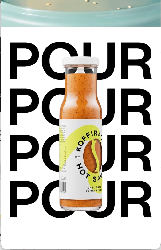 The word Pour repeated in large type behind the bottle, on a phone