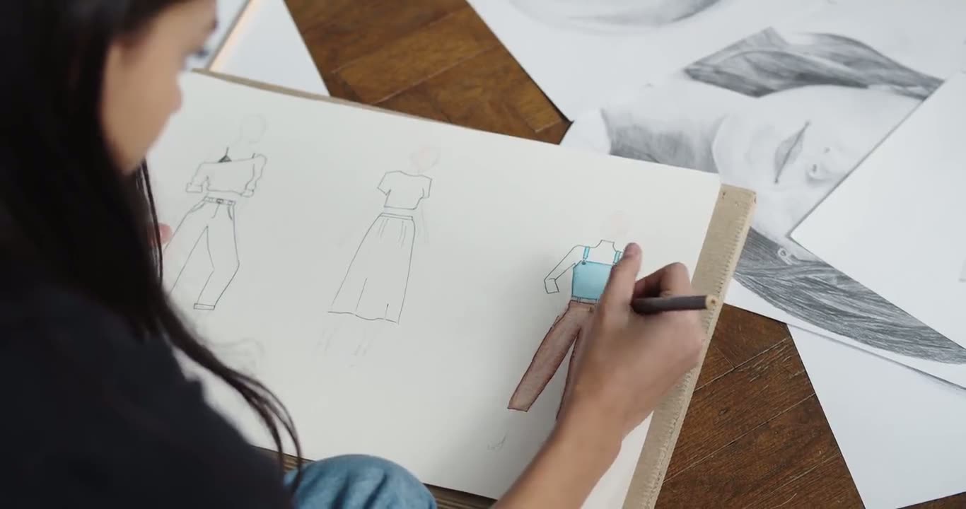 Someone colouring in a sketch