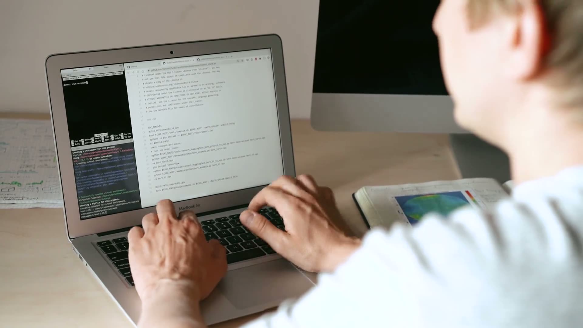 A man working on a laptop