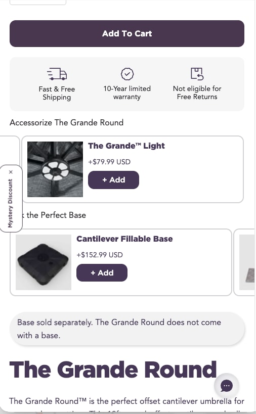 Accessorise section with a light and a fillable base, on a phone