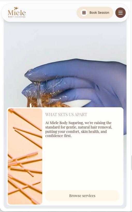 What sets us apart card with a sugaring photo, on a phone