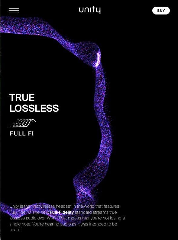 True Lossless section with a violet particle ribbon, on a phone