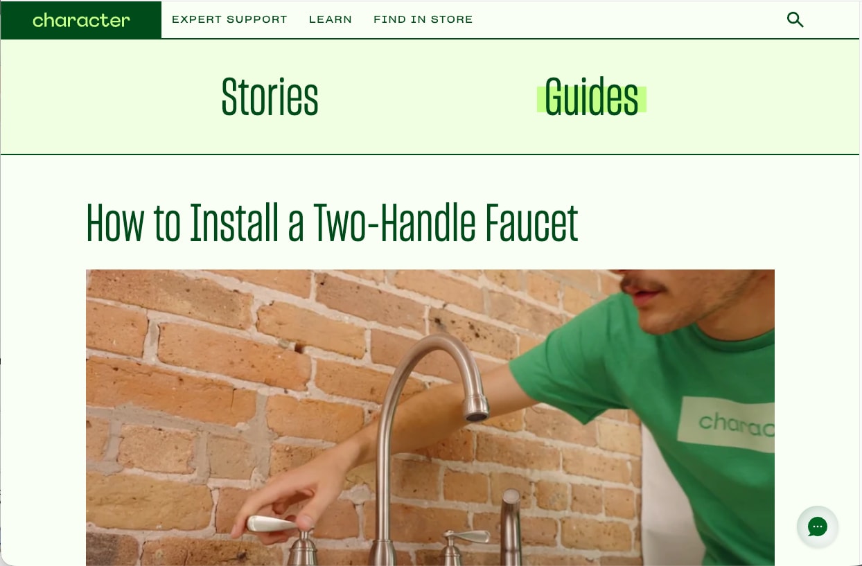 Guide page How to install a two-handle faucet with a photo of hands at a sink